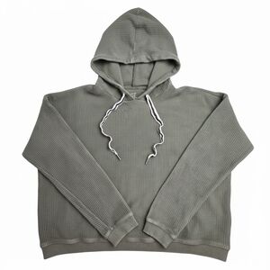 Aerie Olive Green Ribbed Knit Cropped Hoodie XS